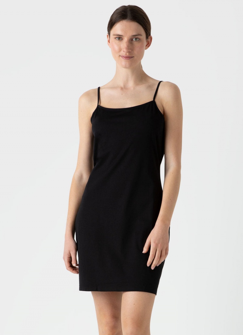 Black Sunspel Cotton Slip | 16490-EBDA | USA