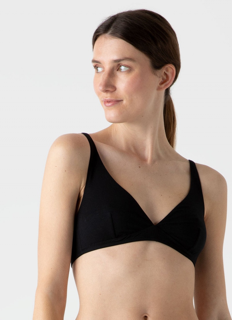 Black Sunspel Cotton Stretch Bralette | 24651-YUOJ | USA