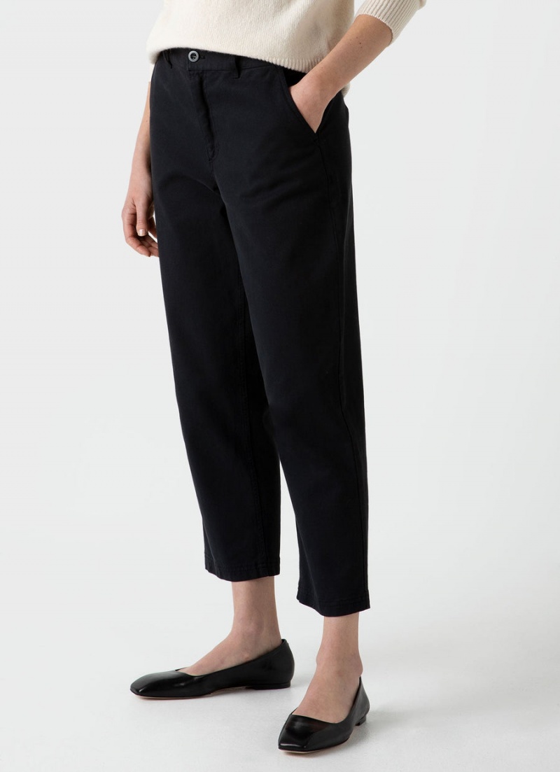 Black Sunspel Cotton Tapered Trouser | 35761-VXGD | USA