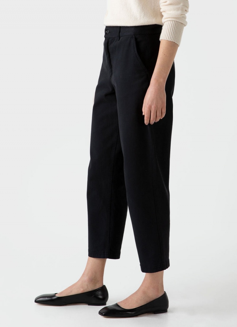 Black Sunspel Cotton Tapered Trouser | 35761-VXGD | USA