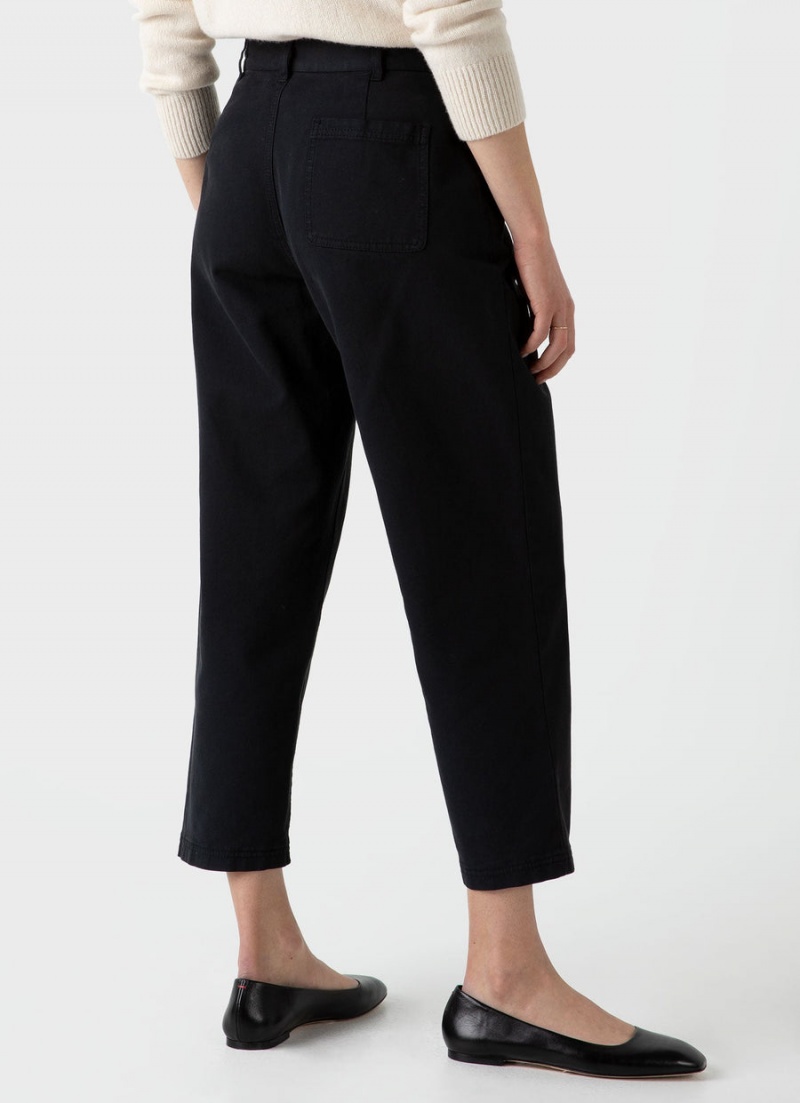 Black Sunspel Cotton Tapered Trouser | 35761-VXGD | USA