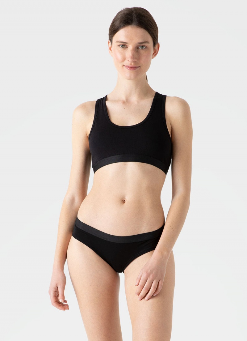 Black Sunspel Crop Top | 07521-QEAY | USA