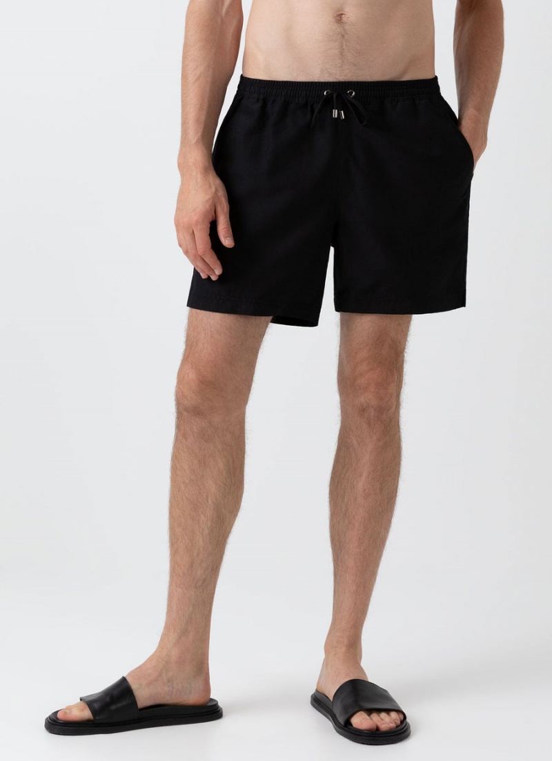 Black Sunspel Drawstring Swim Shorts | 84219-LBHD | USA