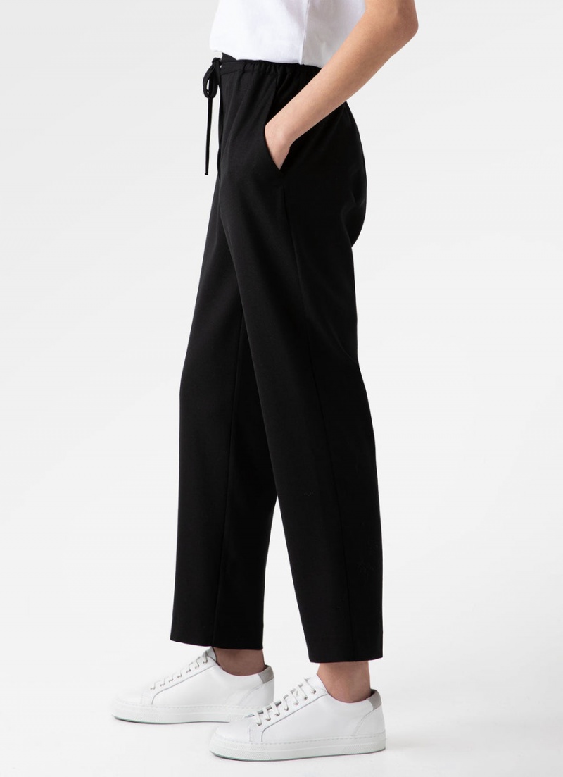 Black Sunspel Drawstring Tapered Trouser | 32589-FOHP | USA