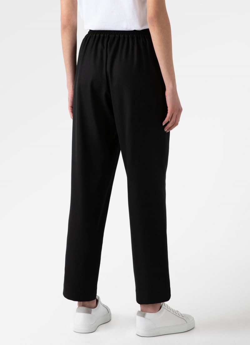 Black Sunspel Drawstring Tapered Trouser | 32589-FOHP | USA