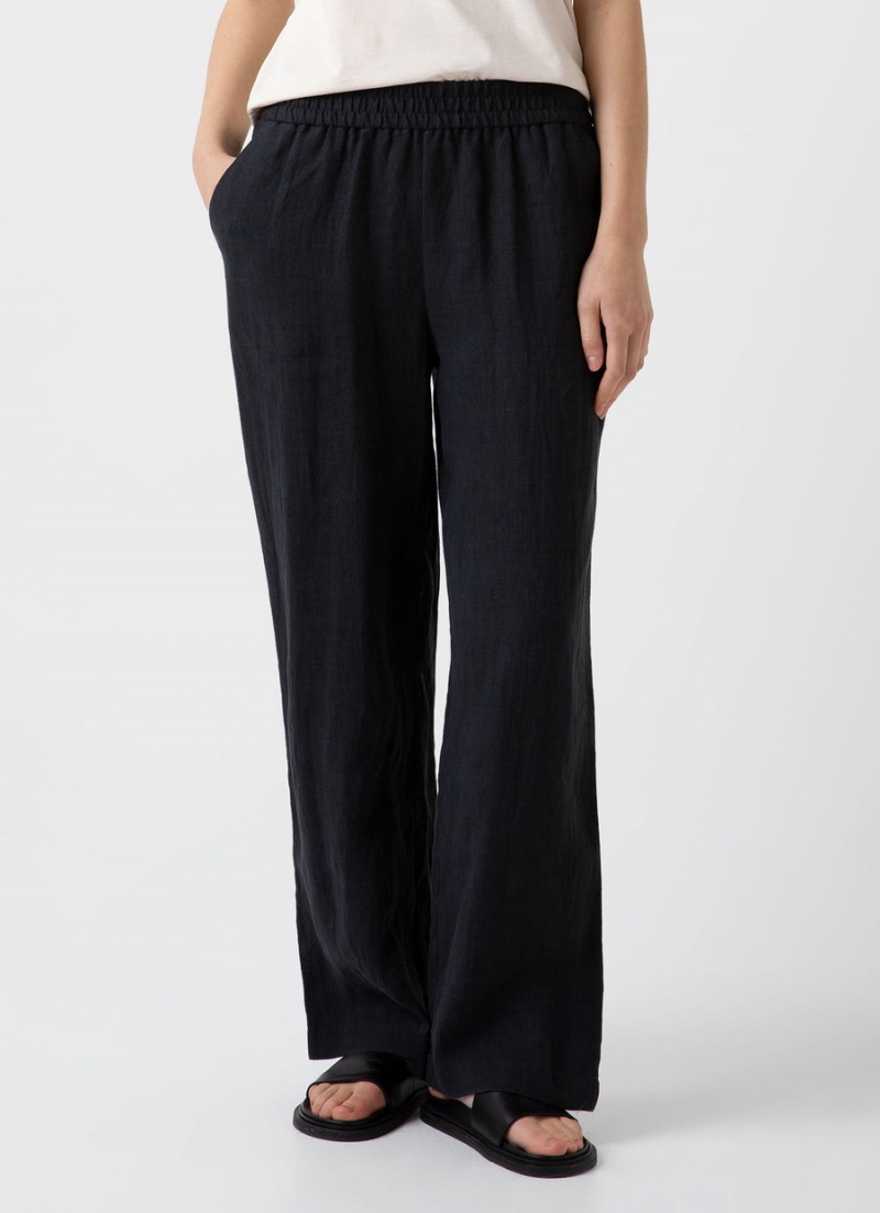 Black Sunspel Drawstring Wide Leg Trouser | 49631-DJVY | USA