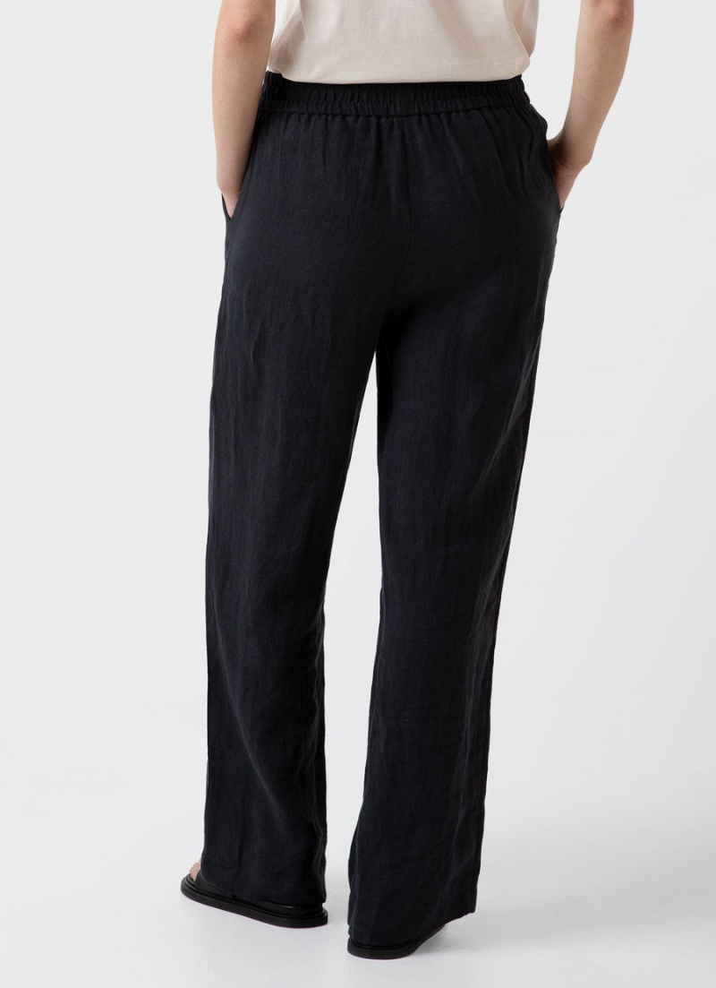 Black Sunspel Drawstring Wide Leg Trouser | 49631-DJVY | USA