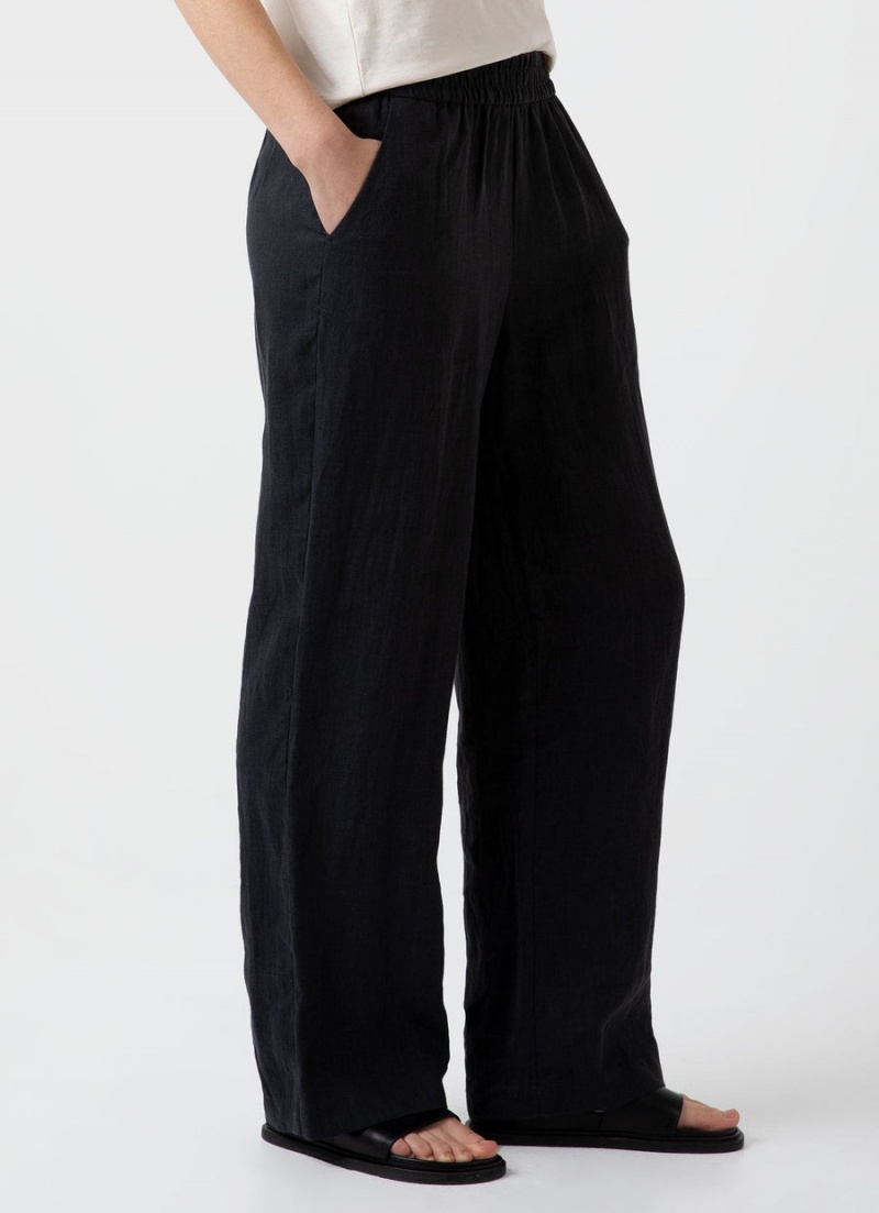 Black Sunspel Drawstring Wide Leg Trouser | 49631-DJVY | USA