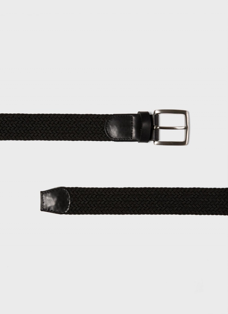 Black Sunspel Elasticated Braided Belt | 21760-RPQK | USA