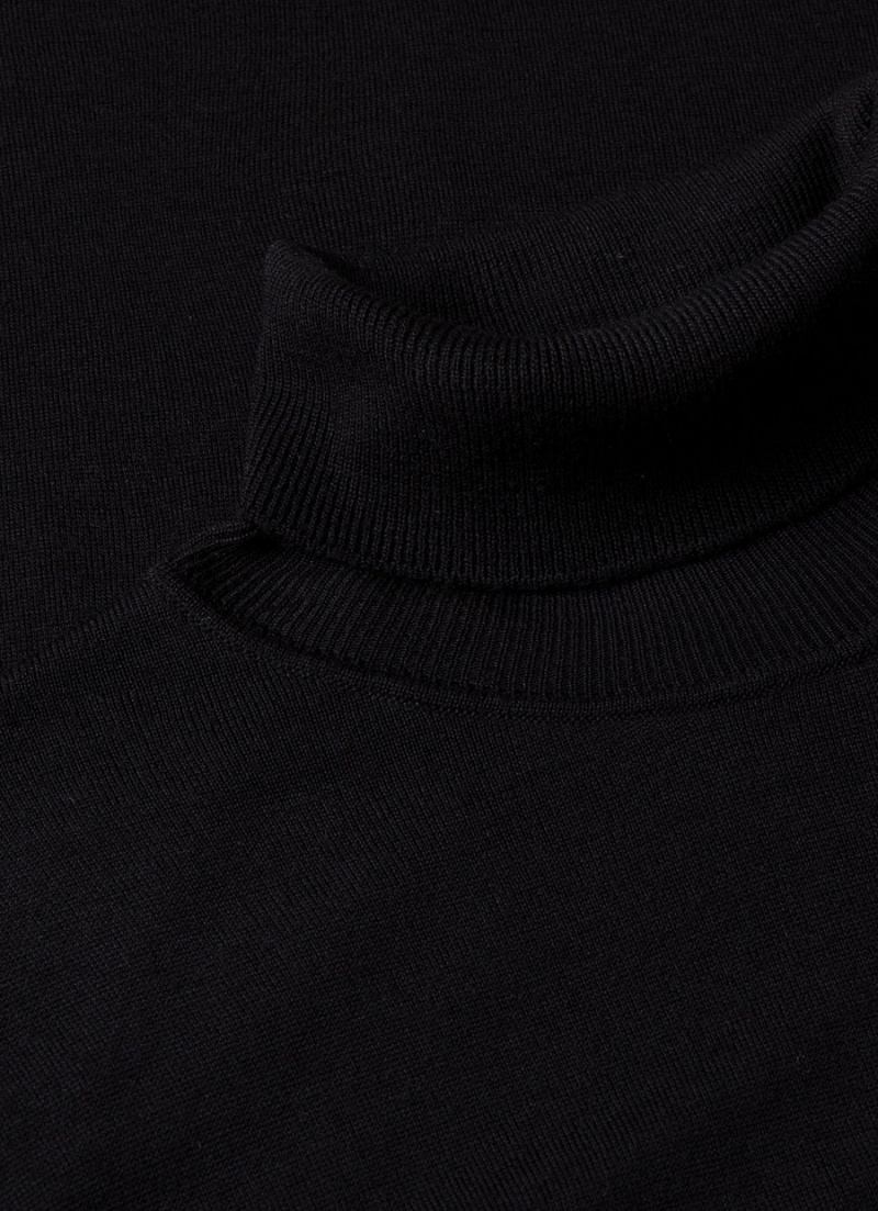 Black Sunspel Extra‑Fine Merino Roll Neck | 85713-DVGK | USA