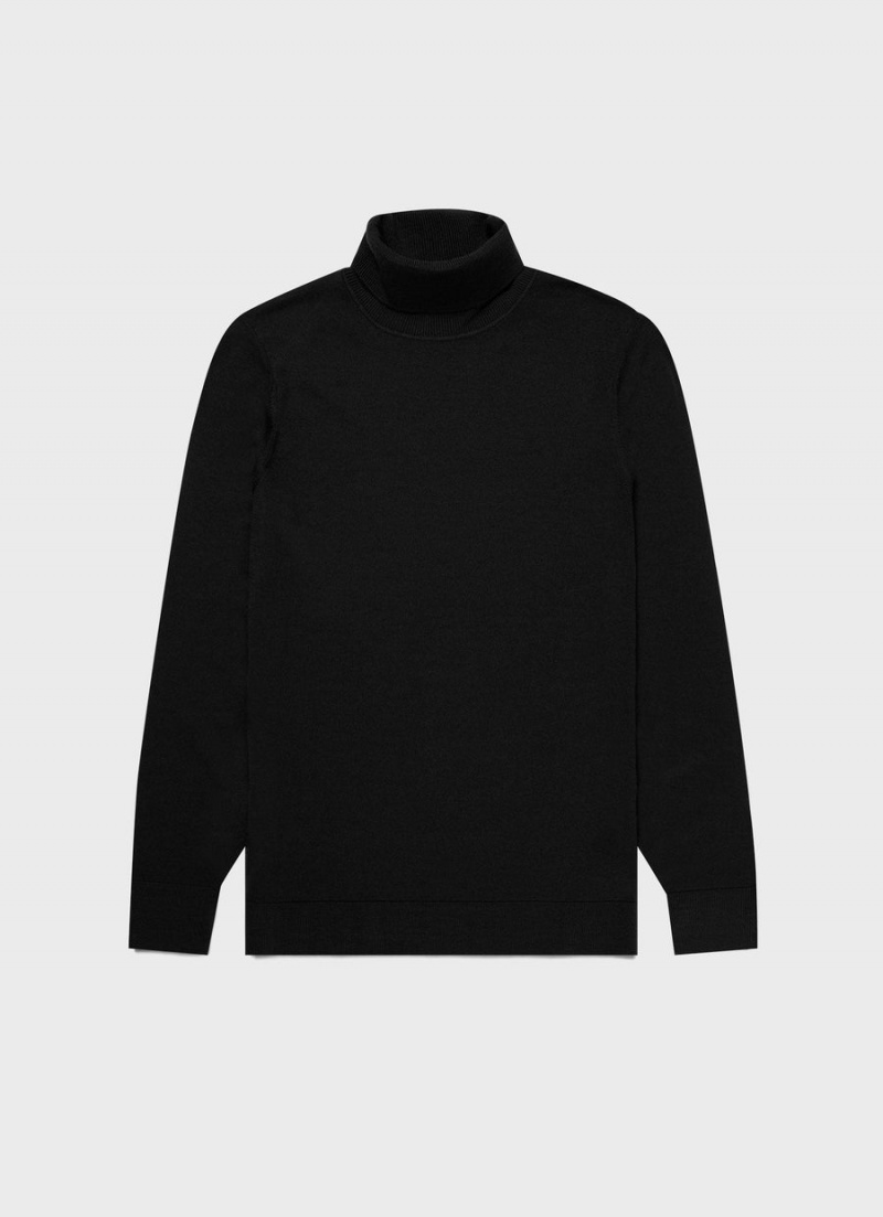 Black Sunspel Extra‑Fine Merino Roll Neck | 85713-DVGK | USA