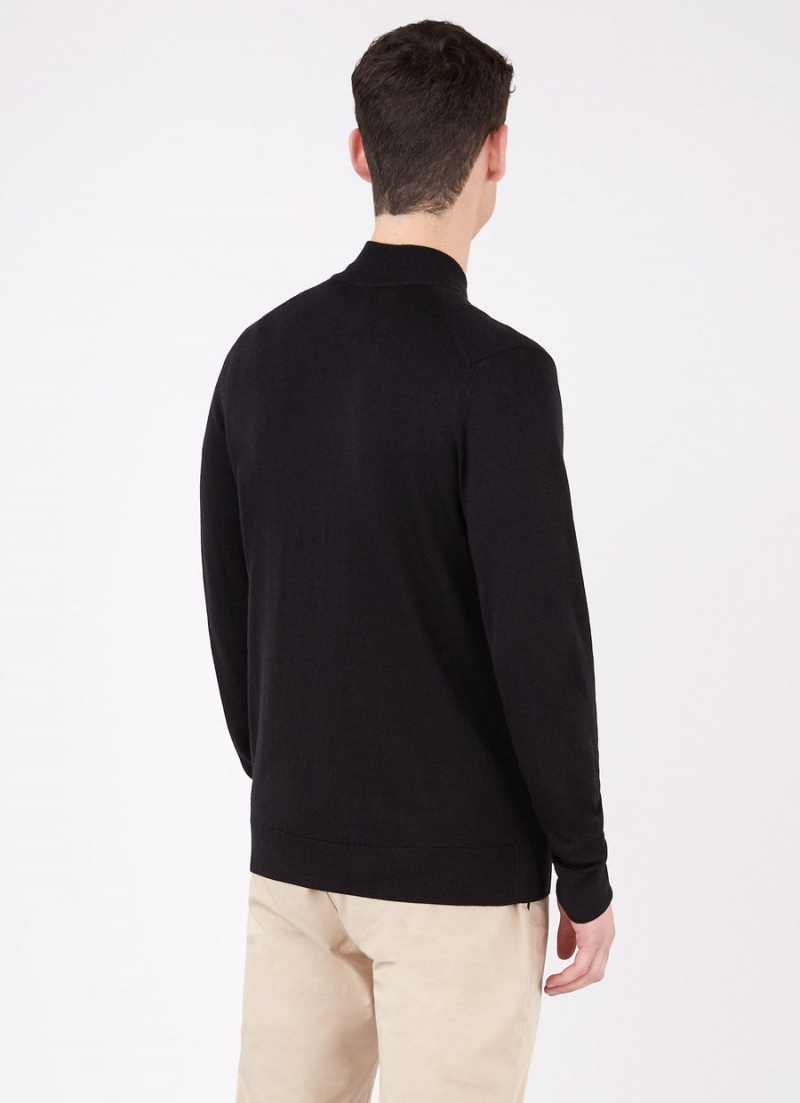 Black Sunspel Extra‑Fine Merino Zip Cardigan | 75893-JXCA | USA