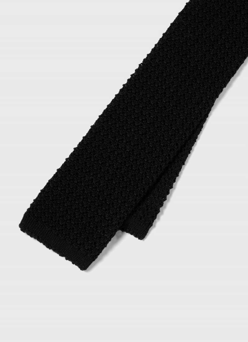 Black Sunspel Knitted Tie | 87603-SQEU | USA