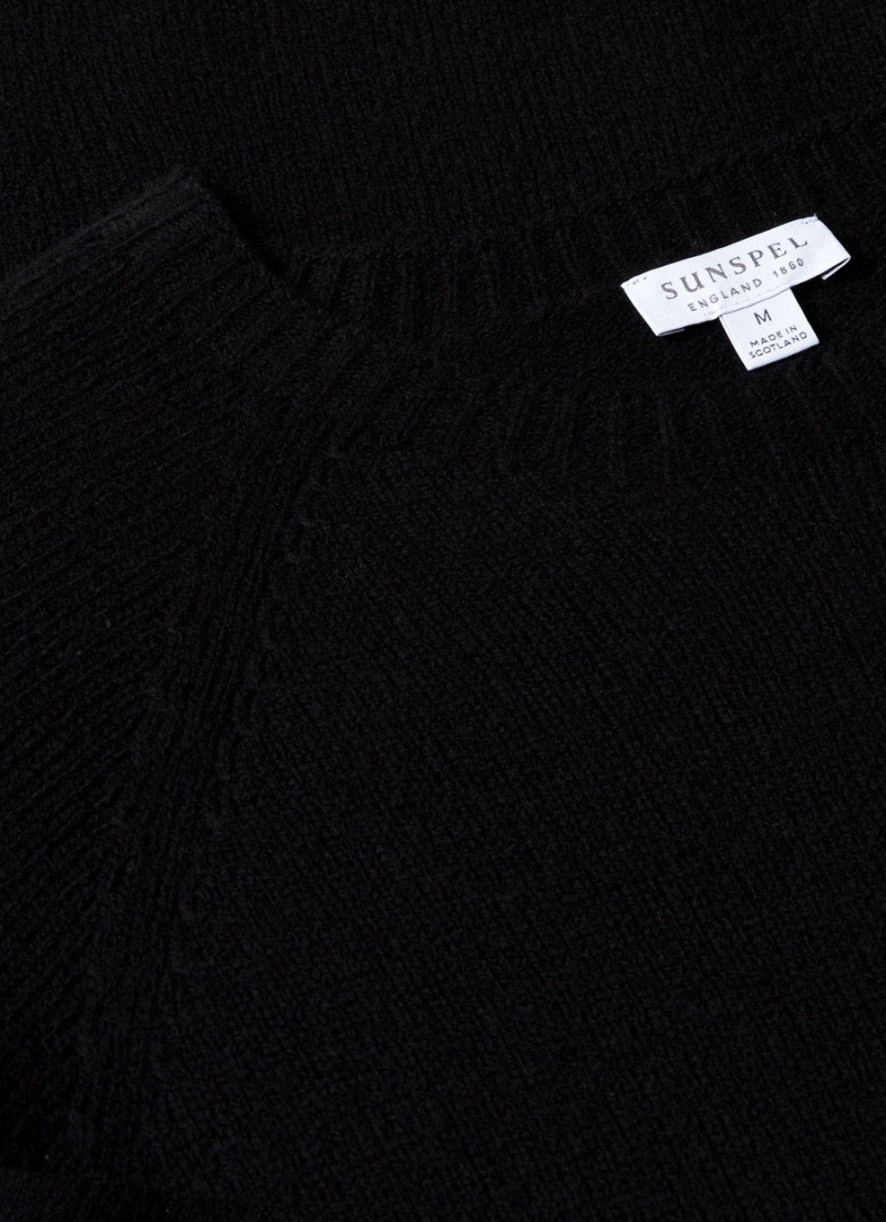 Black Sunspel Lambswool Crew Neck Jumper | 54879-XJBQ | USA