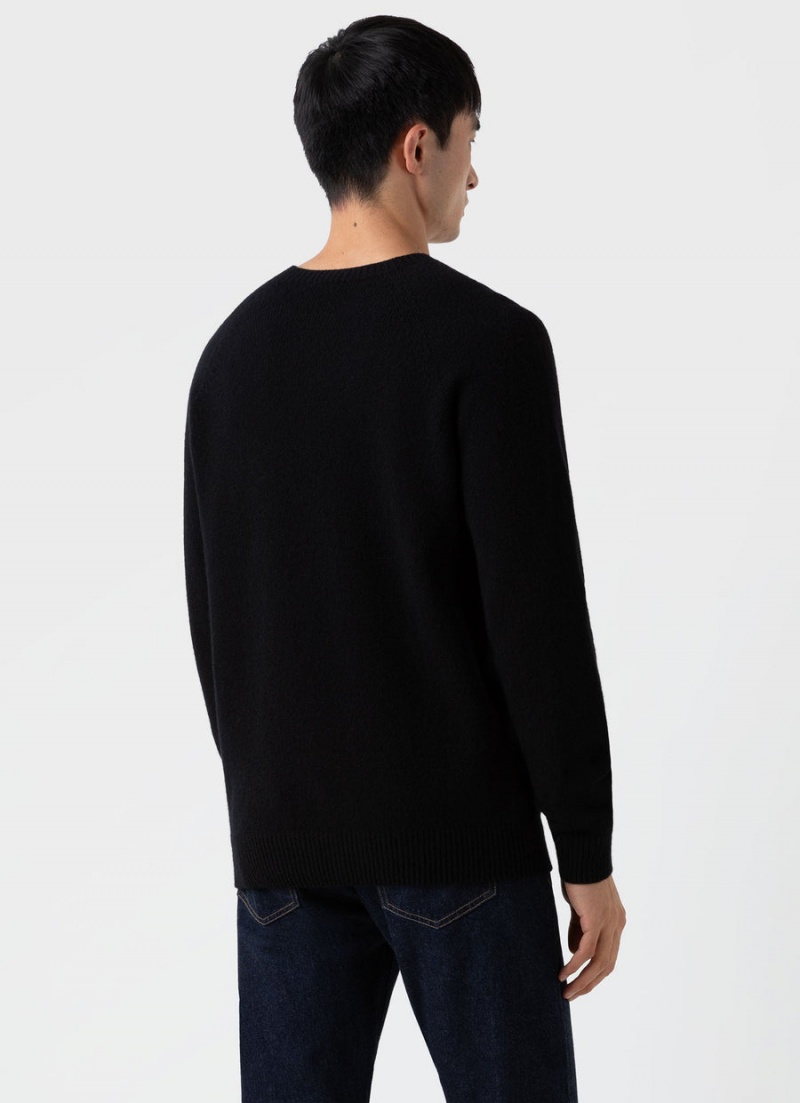 Black Sunspel Lambswool Crew Neck Jumper | 54879-XJBQ | USA