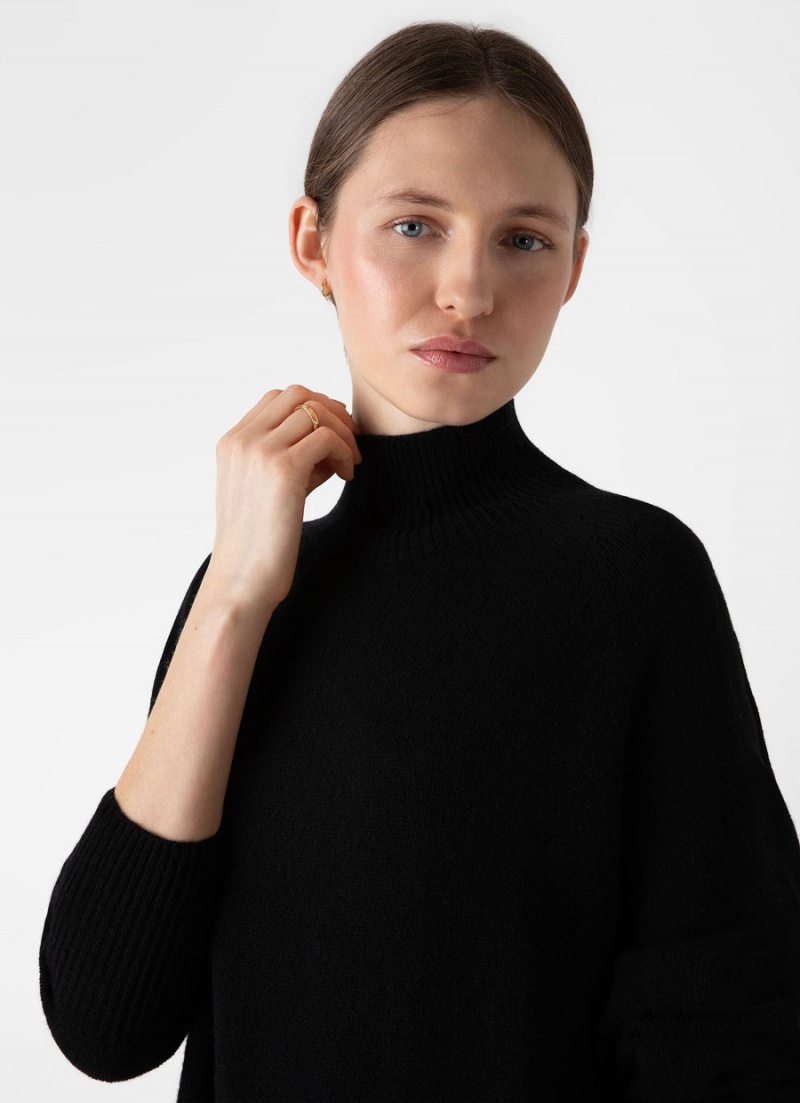 Black Sunspel Lambswool Funnel Neck Dress | 79824-TRBW | USA