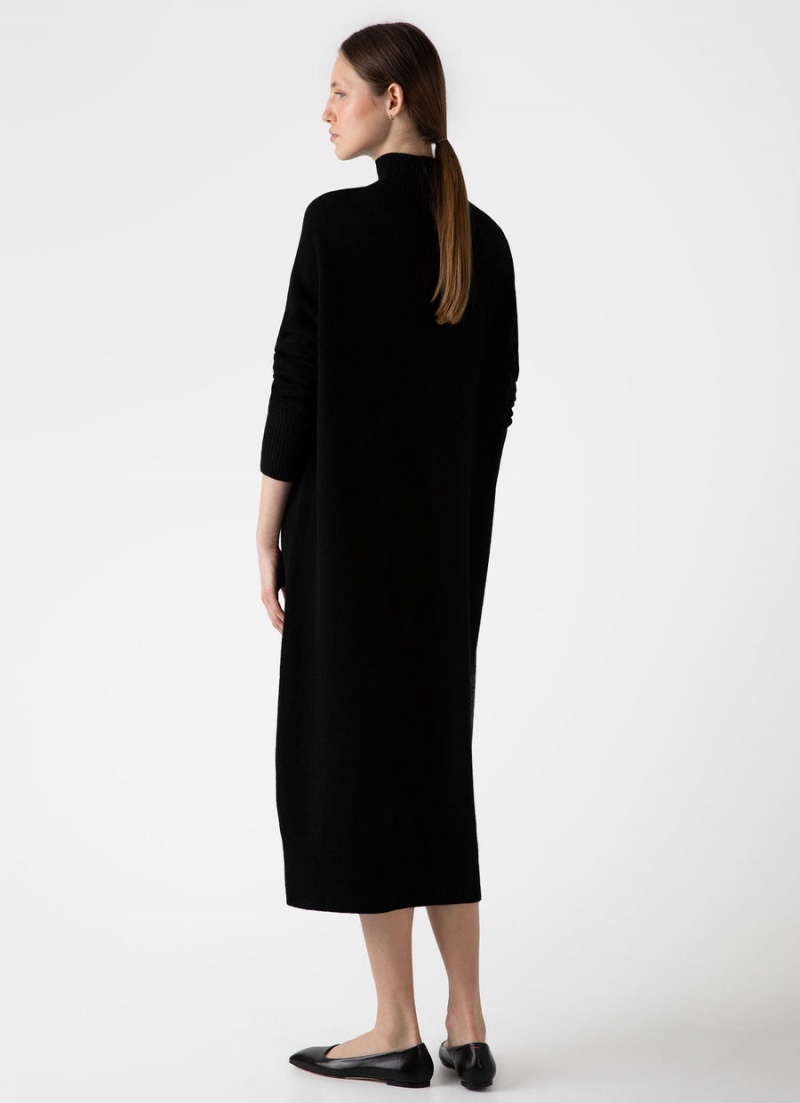 Black Sunspel Lambswool Funnel Neck Dress | 79824-TRBW | USA