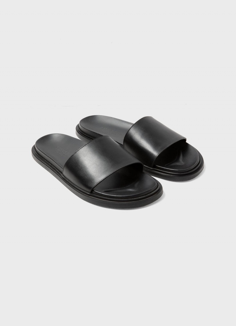 Black Sunspel Leather Slider | 53470-CIOU | USA