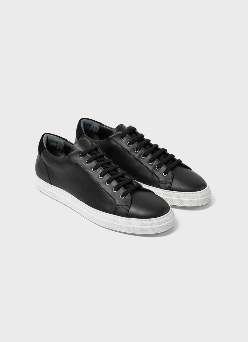 Black Sunspel Leather Tennis Shoe | 52743-ZINX | USA