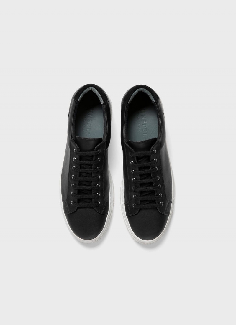 Black Sunspel Leather Tennis Shoe | 52743-ZINX | USA