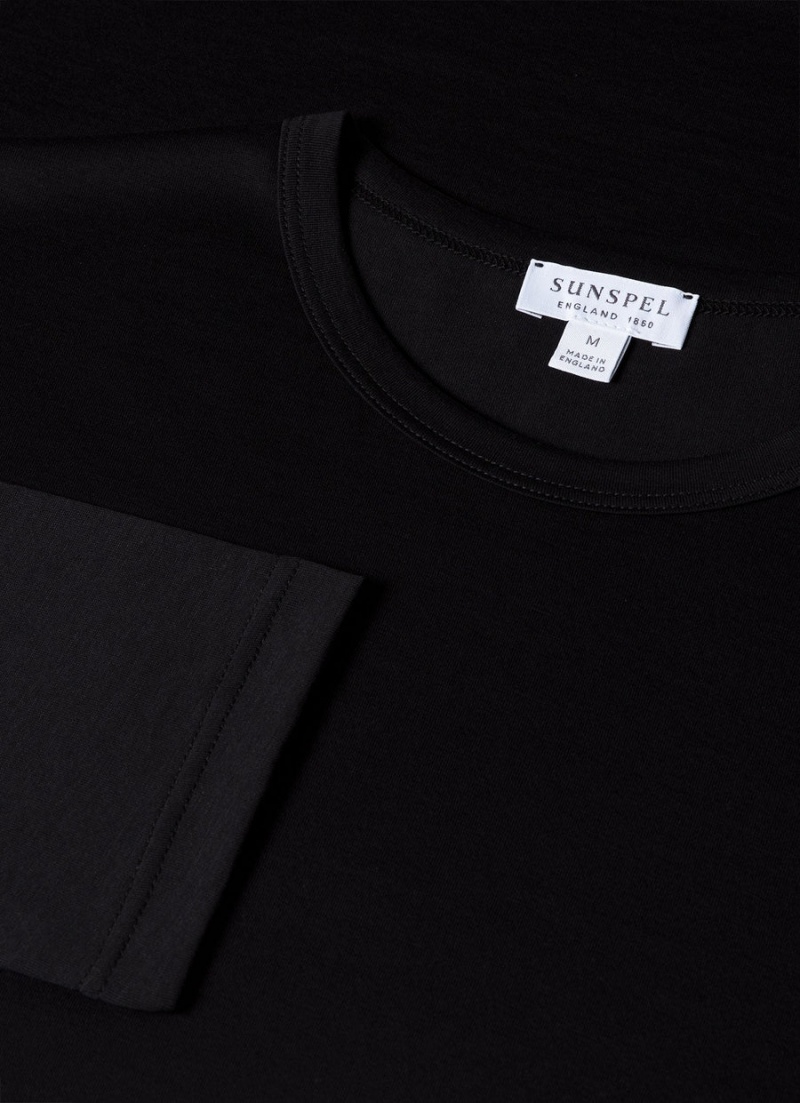 Black Sunspel Long Sleeve Classic T-shirt | 40589-NPIY | USA