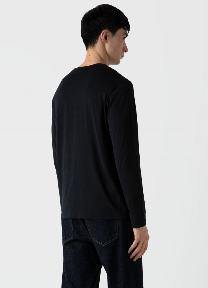 Black Sunspel Long Sleeve Classic T-shirt | 40589-NPIY | USA