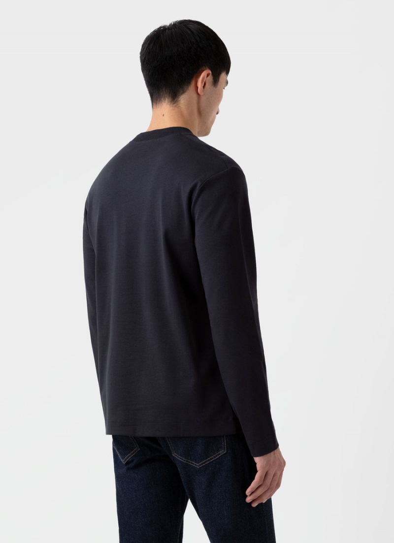 Black Sunspel Long Sleeve Heavyweight T-shirt | 50798-YZGK | USA