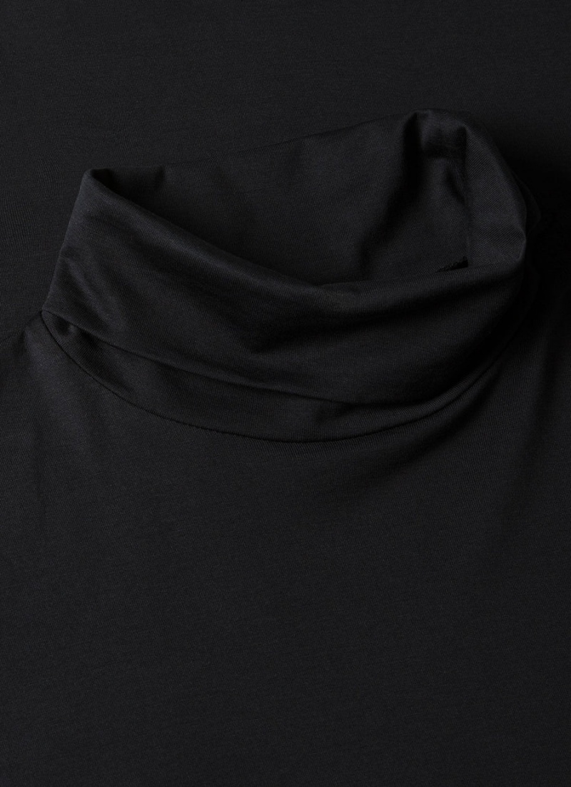 Black Sunspel Long Sleeve Roll Neck T-shirt | 34590-AMNV | USA