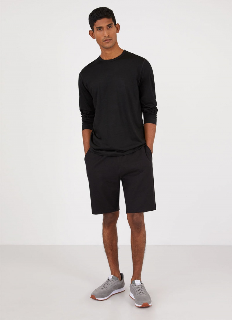 Black Sunspel Long Sleeve Thermal Merino T-shirt | 83052-TAKY | USA