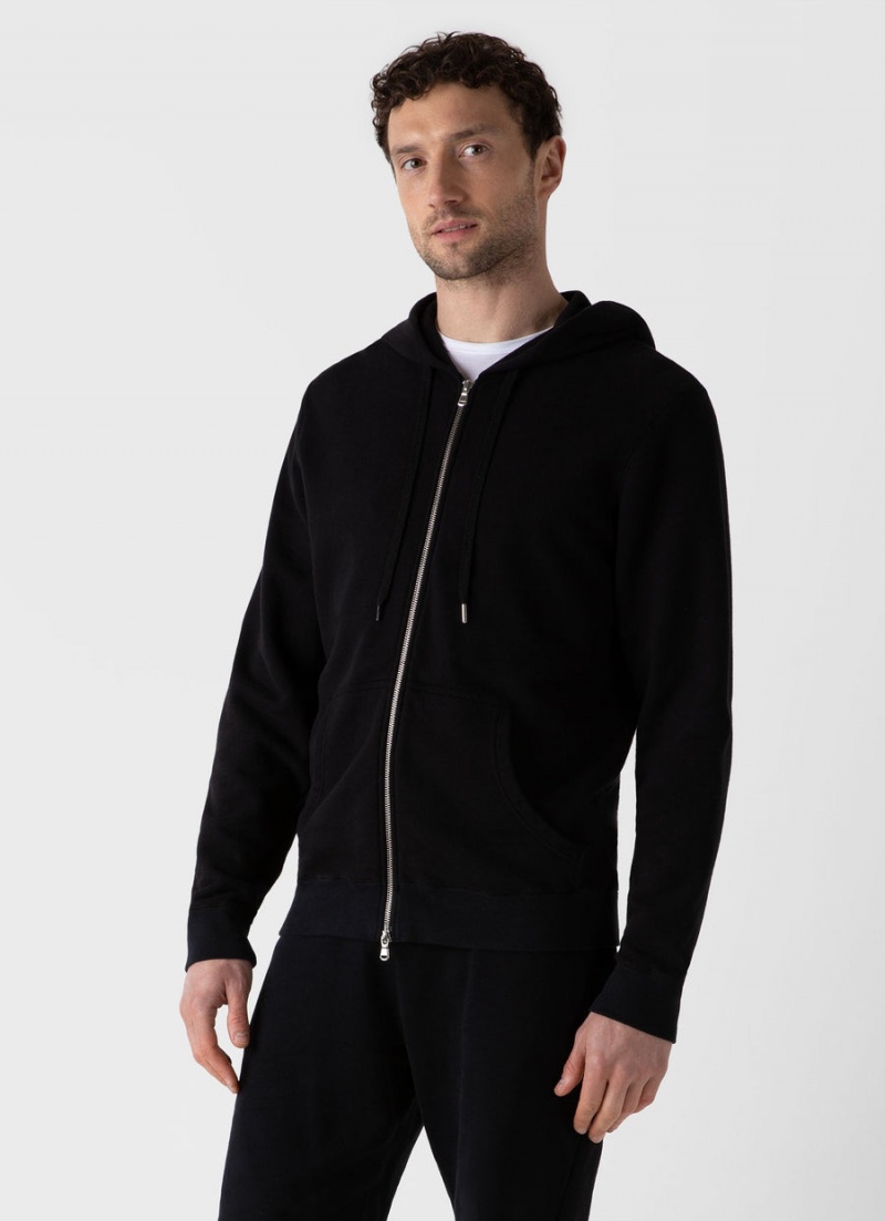 Black Sunspel Loopback Zip Hoody | 90284-YPZV | USA