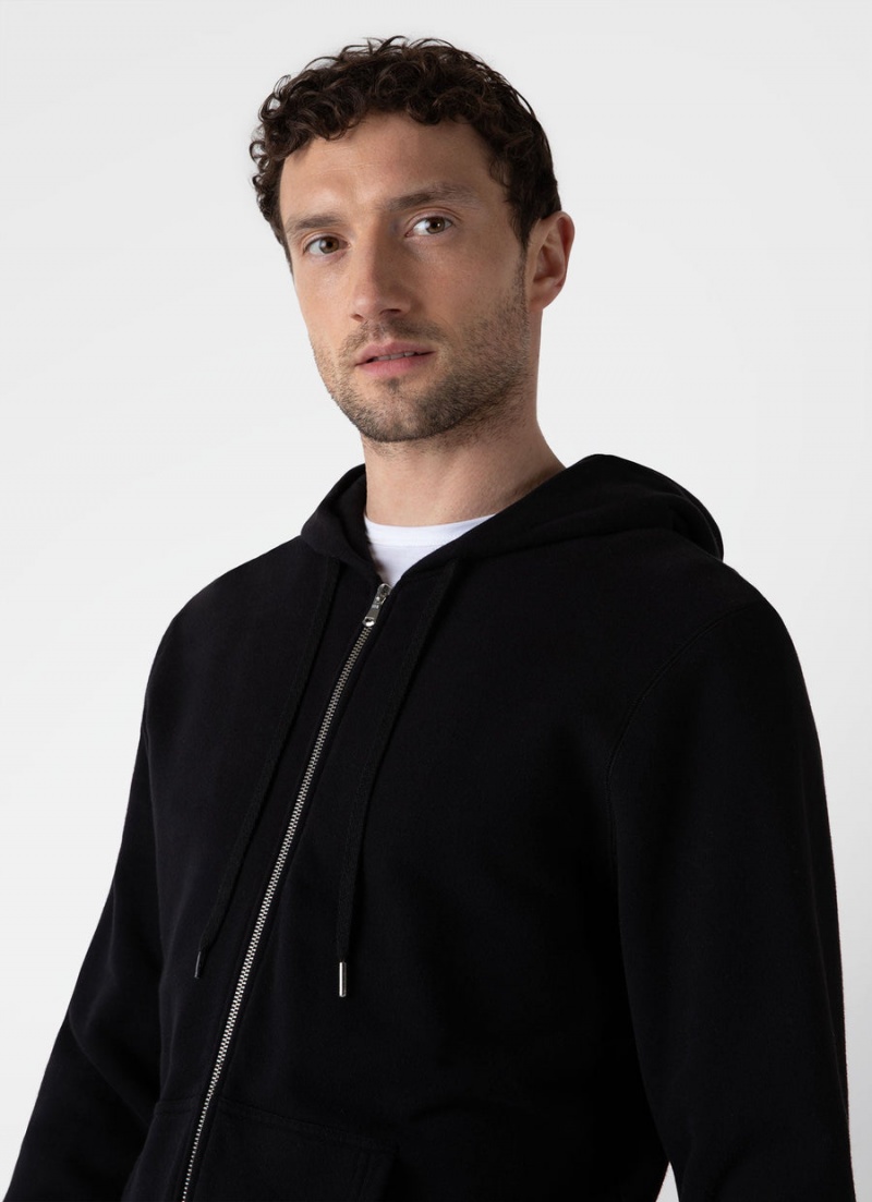 Black Sunspel Loopback Zip Hoody | 90284-YPZV | USA