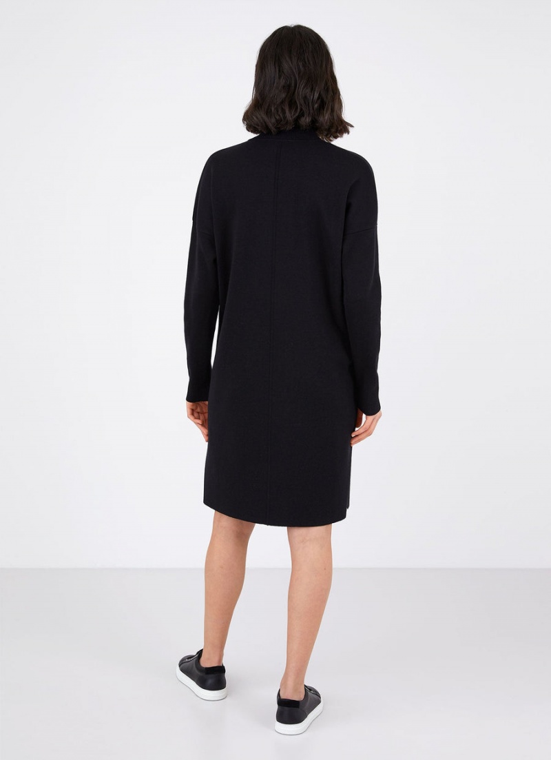 Black Sunspel Merino Funnel Neck Dress | 46195-BQCI | USA