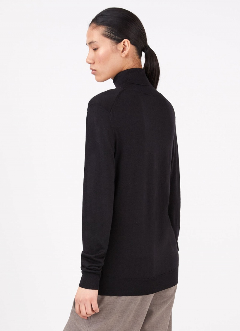 Black Sunspel Merino Silk Roll Neck Jumper | 53190-NKZM | USA