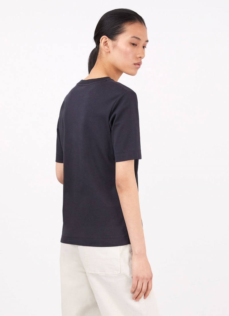 Black Sunspel Mid Sleeve T-shirt | 59843-HARB | USA