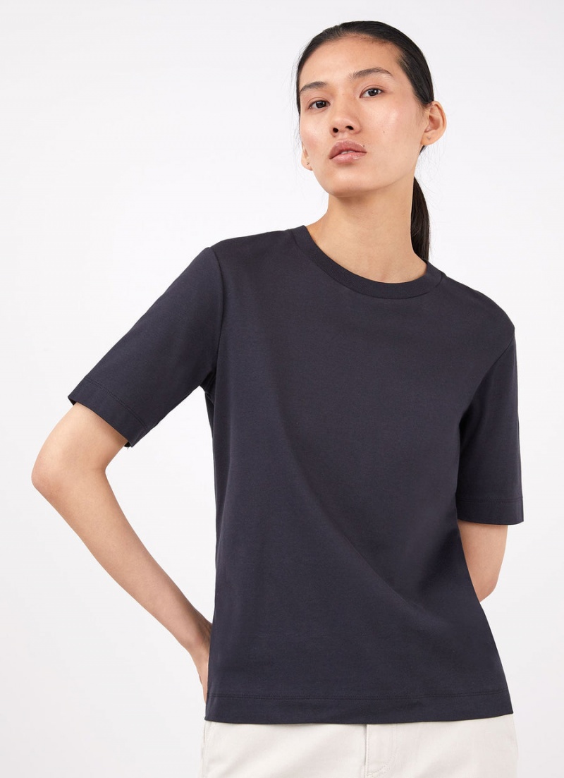 Black Sunspel Mid Sleeve T-shirt | 59843-HARB | USA