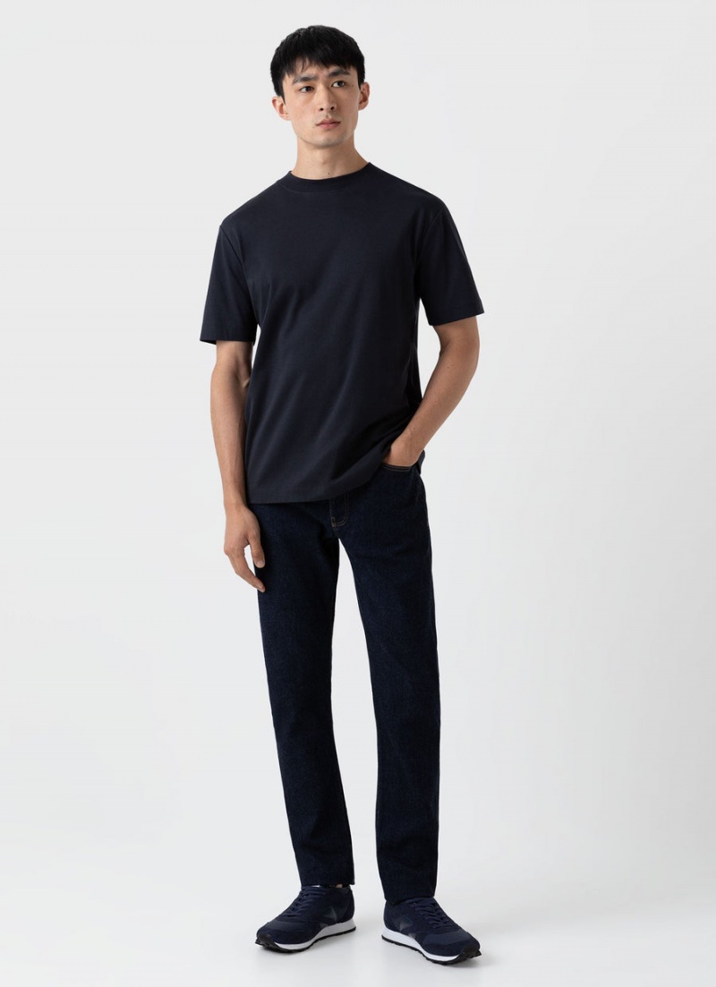 Black Sunspel Mock Neck Heavyweight T-shirt | 35069-TLDG | USA