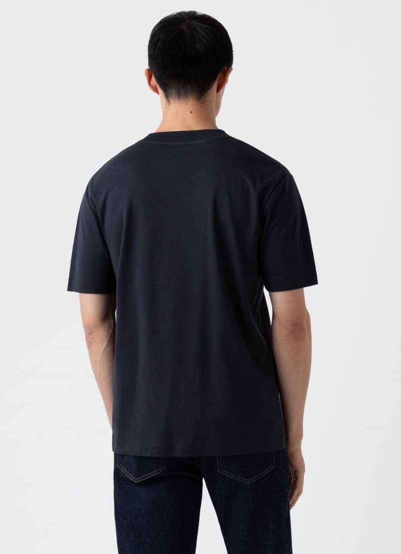 Black Sunspel Mock Neck Heavyweight T-shirt | 35069-TLDG | USA