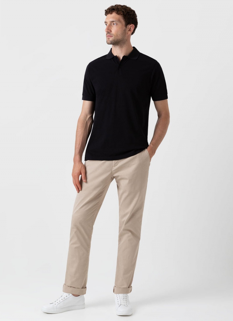 Black Sunspel Piqué Polo Shirt | 40852-QRHM | USA