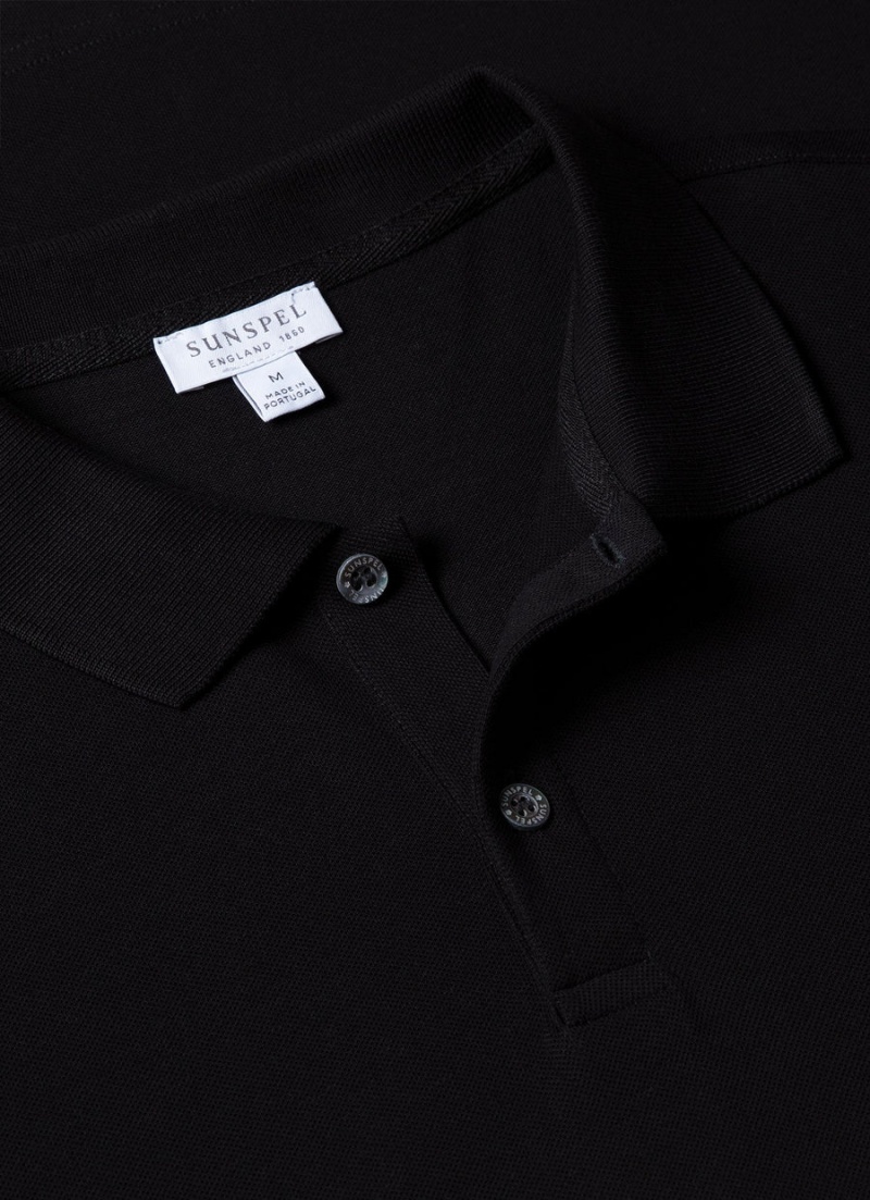 Black Sunspel Piqué Polo Shirt | 40852-QRHM | USA