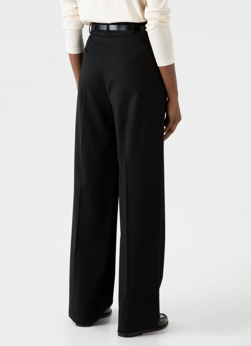 Black Sunspel Pleated Wool Trouser | 93850-LAXE | USA