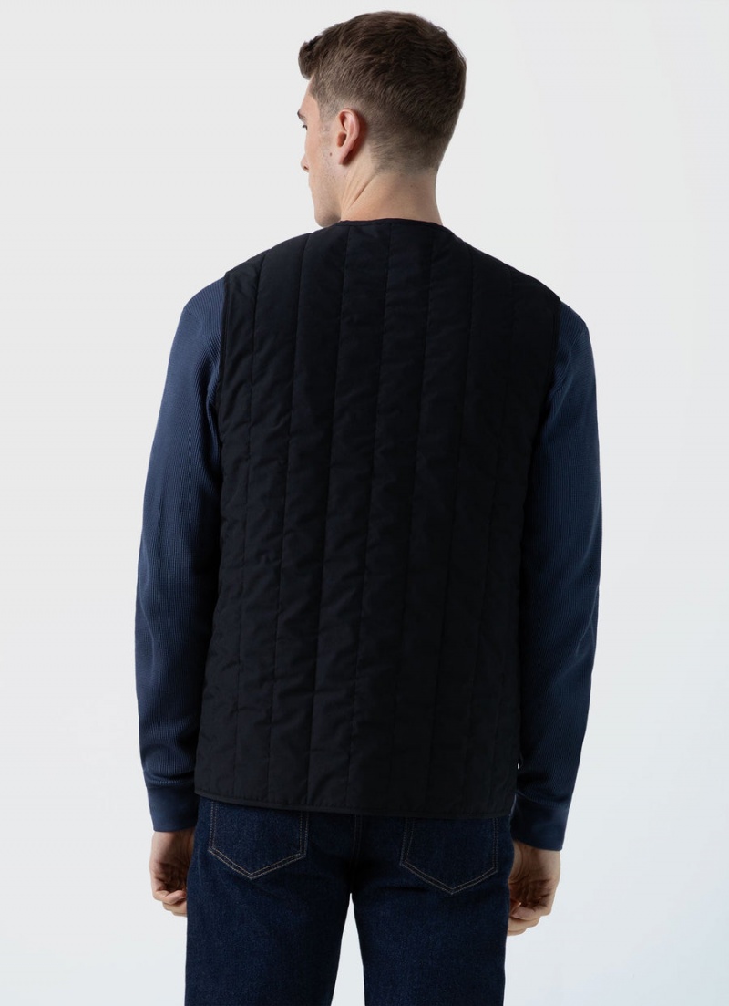 Black Sunspel Quilted Liner Gilet | 45219-CDXY | USA