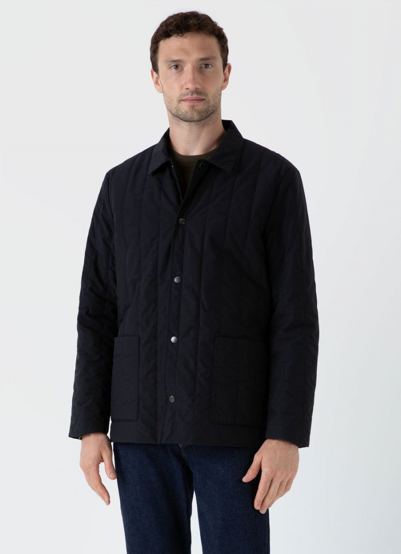 Black Sunspel Quilted Twin Pocket Jacket | 48291-UVXH | USA