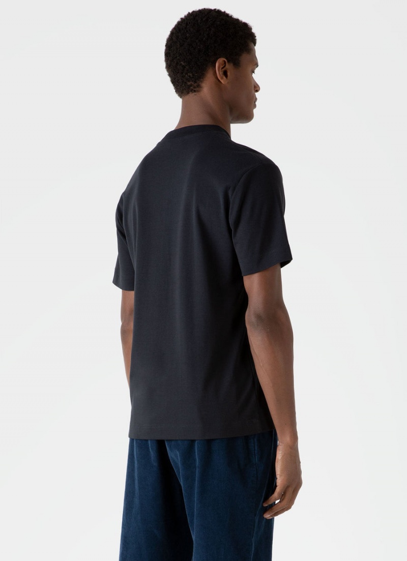 Black Sunspel Relaxed Fit Heavyweight T-shirt | 63498-VXFY | USA