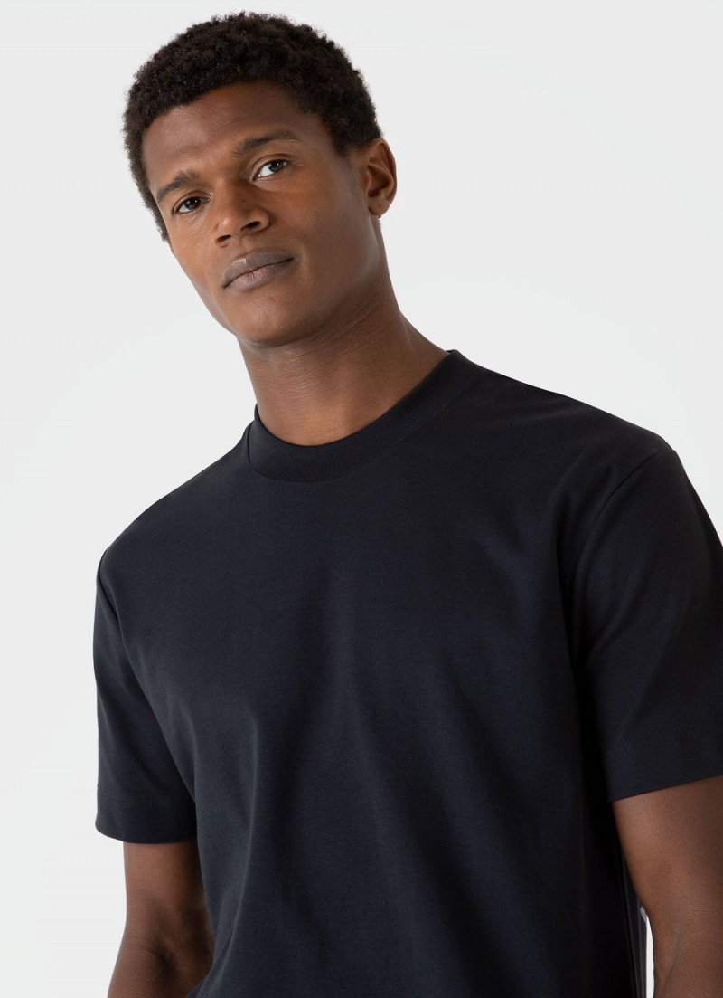 Black Sunspel Relaxed Fit Heavyweight T-shirt | 63498-VXFY | USA