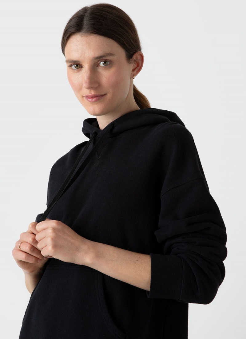 Black Sunspel Relaxed Loopback Hoody | 86057-JBYM | USA