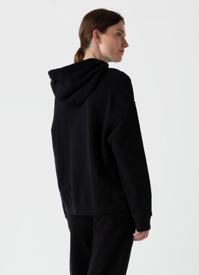 Black Sunspel Relaxed Loopback Hoody | 86057-JBYM | USA