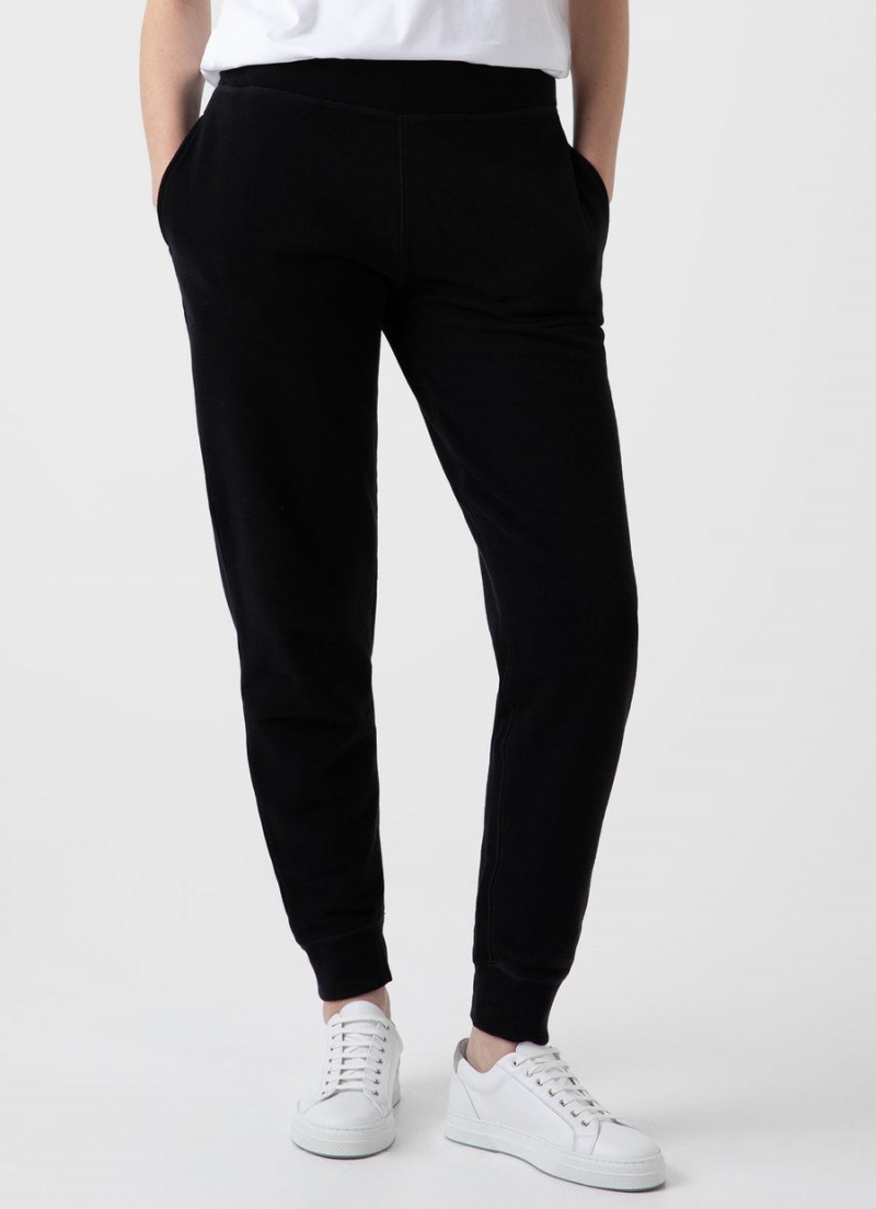 Black Sunspel Relaxed Loopback Sweatpants | 41630-RGMS | USA