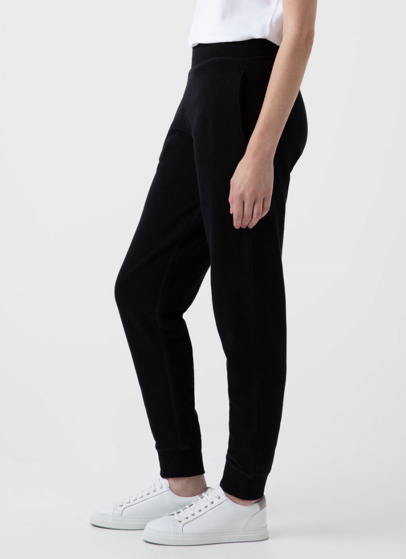 Black Sunspel Relaxed Loopback Sweatpants | 41630-RGMS | USA