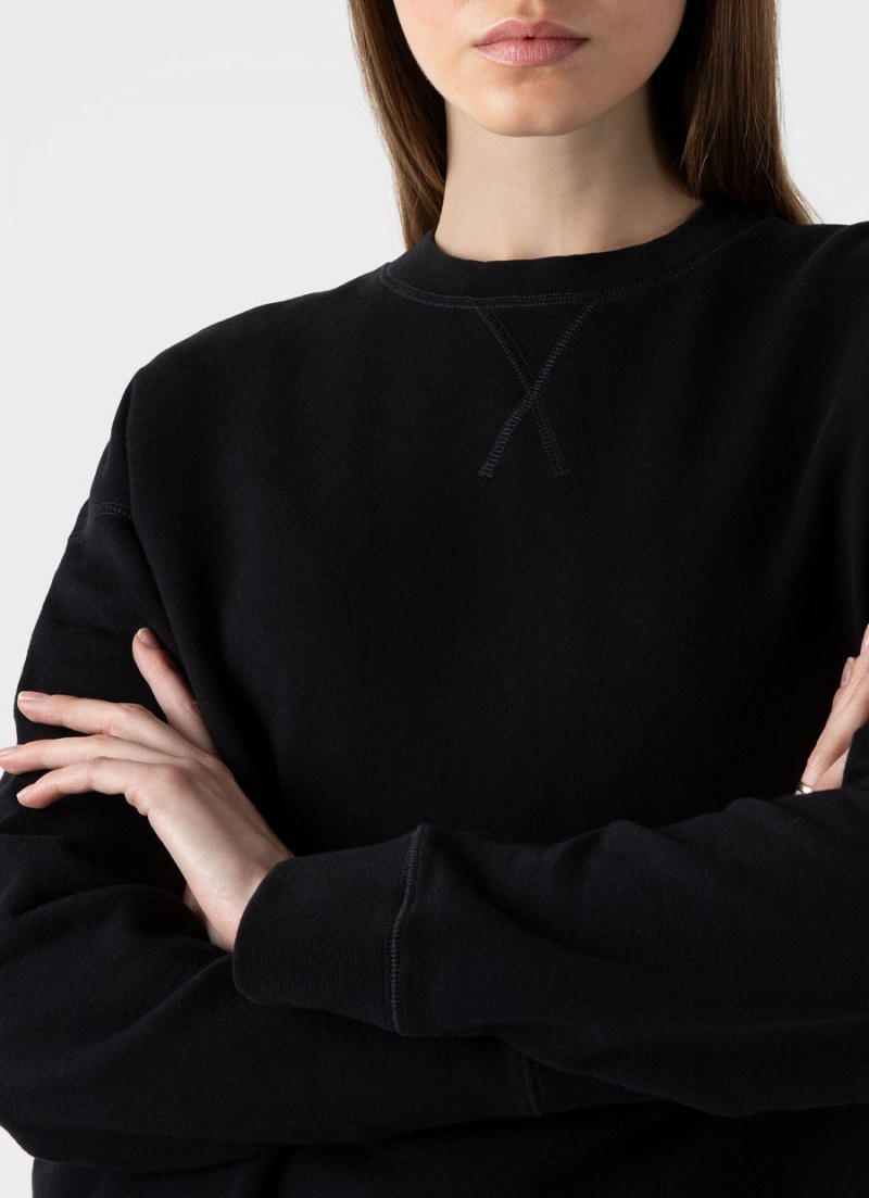 Black Sunspel Relaxed Loopback Sweatshirt | 38460-XWBI | USA