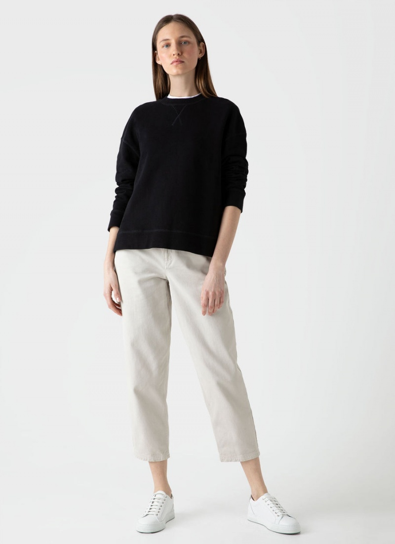 Black Sunspel Relaxed Loopback Sweatshirt | 38460-XWBI | USA